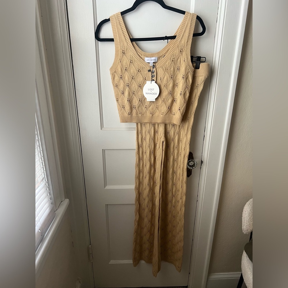 Lost + Wander Women's Cream Knit Jumpsuit